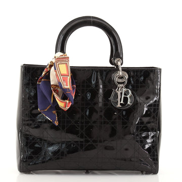 Christian Dior Lady Dior Bag Cannage Stitch Patent Large