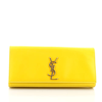 Saint Laurent Classic Monogram Clutch Grainy Patent Long