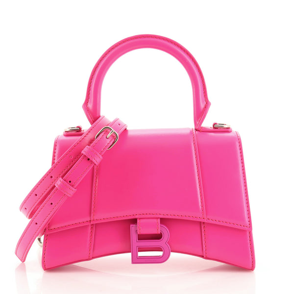 Balenciaga Hourglass Top Handle Bag Leather XS Pink 1003511