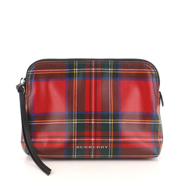Burberry Tartan Patchwork Cosmetic Case Tartan Coated Cotton Large