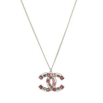 Chanel Multicolor CC Baguette Pendant Necklace Crystal Embellished Metal