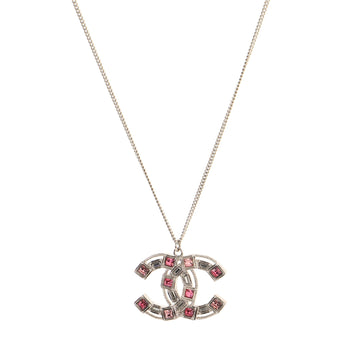 Chanel Multicolor CC Baguette Pendant Necklace Crystal Embellished Metal