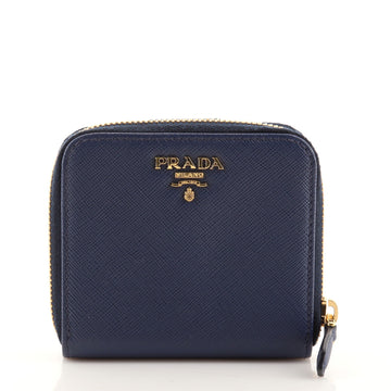 Prada Bifold Zip Around Wallet Saffiano Leather Compact