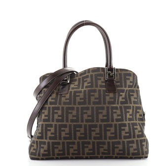 Fendi Vintage Convertible Dome Satchel Zucca Canvas Medium