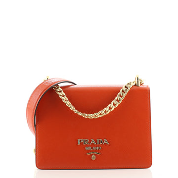 Prada Chain Flap Crossbody Bag Vernice Saffiano Leather Small