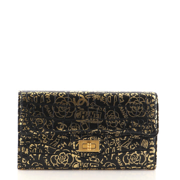Chanel Reissue Flap Wallet Graffiti Crocodile Embossed Calfskin Long