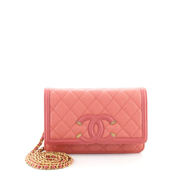 Chanel Filigree Wallet on Chain Quilted Caviar
