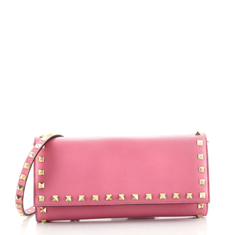 Valentino Rockstud Trifold Travel Wallet Leather