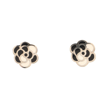 Chanel Vintage Camellia Clip-On Earrings Metal with Enamel