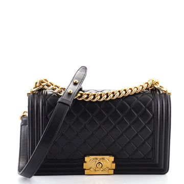 Chanel Boy Flap Bag Quilted Lambskin Old Medium