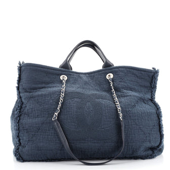 Chanel Double Face Deauville Tote Fringe Quilted Canvas Medium