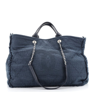 Chanel Double Face Deauville Tote Fringe Quilted Canvas Medium