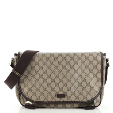 Gucci Double Buckle Messenger Bag GG Coated Canvas Medium