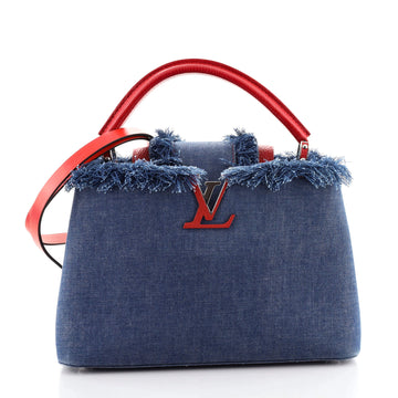 Louis Vuitton Capucines Bag Fringed Denim PM