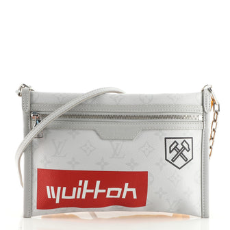 Louis Vuitton Double Flat Messenger Bag Limited Edition Logo Story Monogram Canvas and Denim