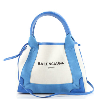 Balenciaga Navy Cabas Canvas and Leather XS