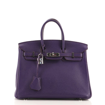 Hermes Birkin Handbag Purple Togo with Palladium Hardware 25