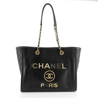 Chanel Deauville Tote Embellished Shiny Calfskin Small