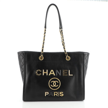 Chanel Deauville Tote Embellished Shiny Calfskin Small