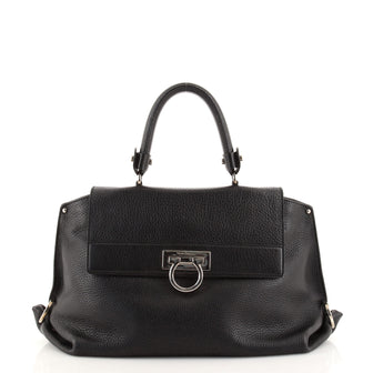 Salvatore Ferragamo Sofia Satchel Pebbled Leather Medium