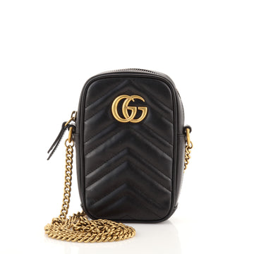 Gucci GG Marmont Vertical Phone Crossbody Bag Matelasse Leather Mini
