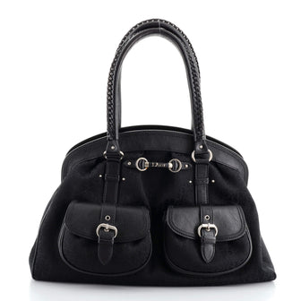 Christian Dior My Dior Pocket Satchel Diorissimo Canvas Large
