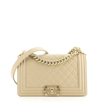 Chanel Boy Flap Bag Quilted Lambskin Old Medium