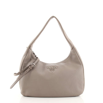 Prada Flat Zipped Convertible Hobo Vitello Phenix Medium