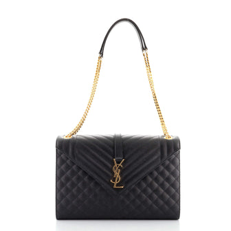 Saint Laurent Classic Monogram Envelope Satchel Quilted Leather Large