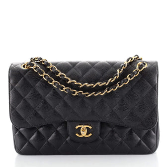 Chanel Classic Double Flap Bag Quilted Caviar Jumbo