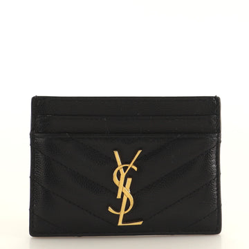 Saint Laurent Classic Monogram Card Holder Matelasse Chevron Leather