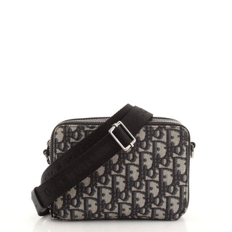 Christian Dior Double Zip Crossbody Pouch Oblique Canvas