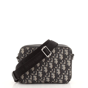 Christian Dior Double Zip Crossbody Pouch Oblique Canvas
