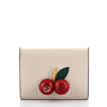 Gucci Cherries Flap Card Case Guccissima Leather