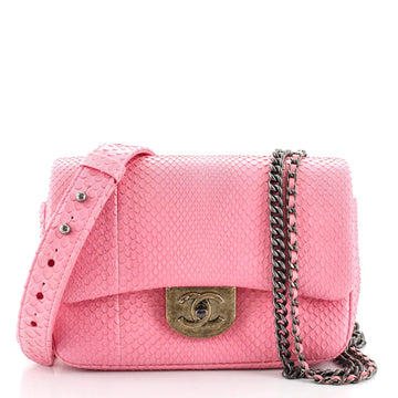 Chanel Double Carry Chain Waist Bag Python Small
