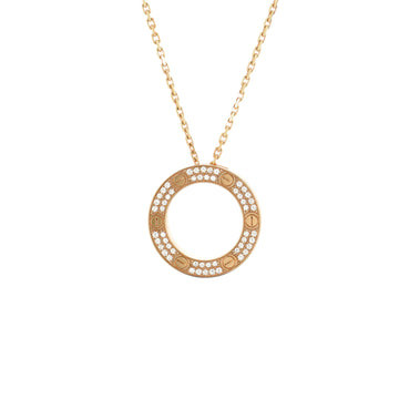 Cartier Pave Love Pendant Necklace 18K Rose Gold and Diamonds