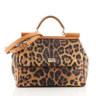 Dolce & Gabbana Miss Sicily Bag Leopard Print Leather Large