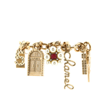 Chanel CC Charm Bracelet Metal with Faux Pearls, Crystals and Enamel
