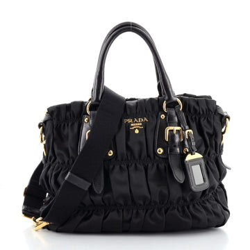 Prada Gaufre Convertible Tote Leather and Tessuto Large