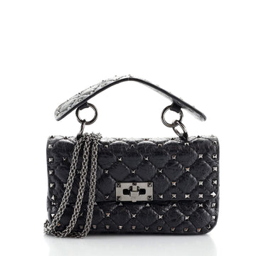Valentino Rockstud Spike Flap Bag Quilted Leather Small