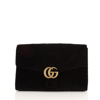 Gucci GG Marmont Flap Clutch Matelasse Velvet
