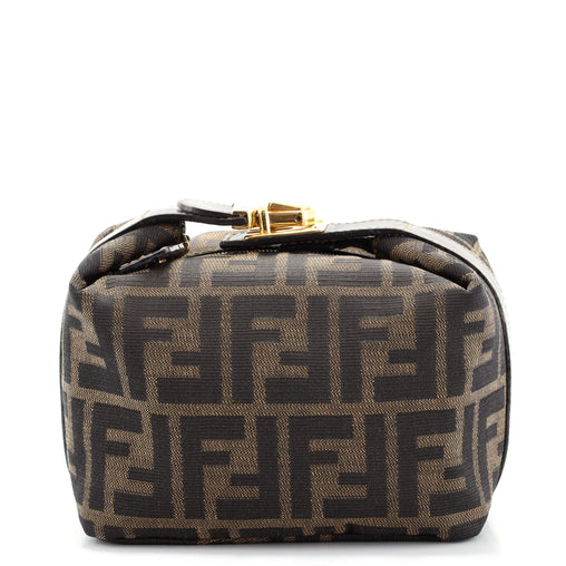 Fendi Vintage Push Lock Zip Pouch Zucca Canvas Small Brown 1007892