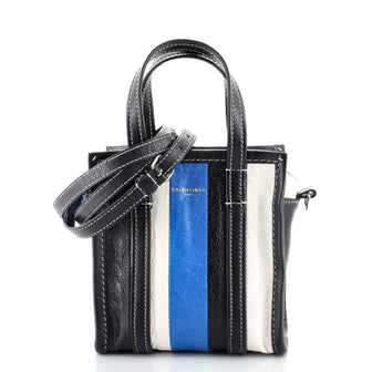 Balenciaga Bazar Convertible Tote Striped Leather XXS