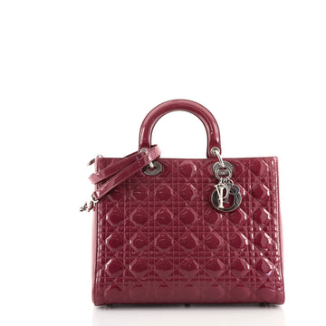 Christian Dior Lady Dior Bag Cannage Quilt Patent Large