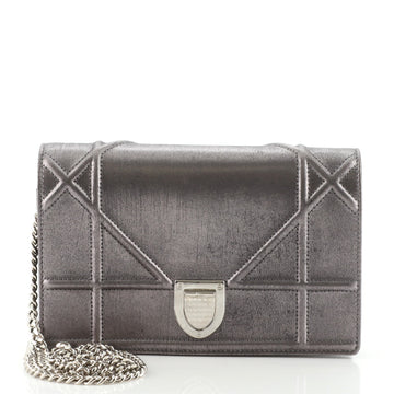 Christian Dior Diorama Wallet on Chain Metallic Distressed Calfskin