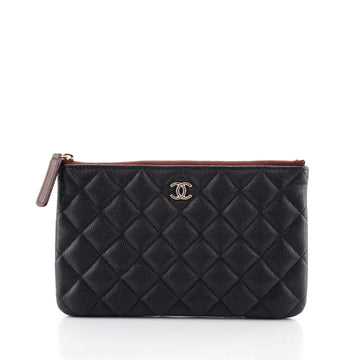 Chanel O Case Clutch Quilted Caviar Mini