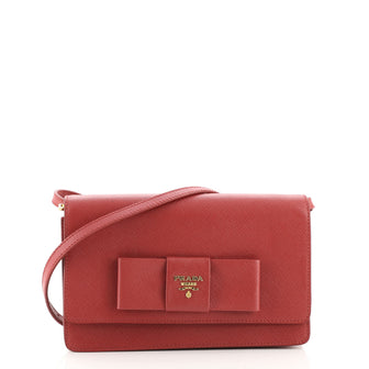 Prada Bow Wallet on Strap Saffiano Leather Small