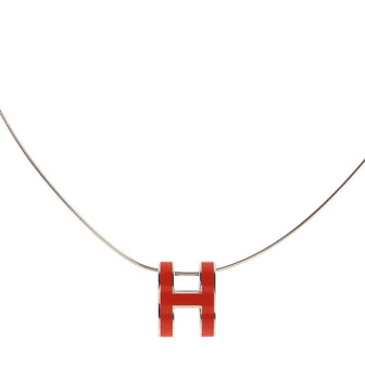 Hermes Pop H Pendant Cord Necklace Metal and Enamel