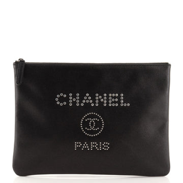 Chanel Deauville Pouch Studded Caviar Medium