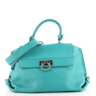 Salvatore Ferragamo Sofia Satchel Pebbled Leather Medium